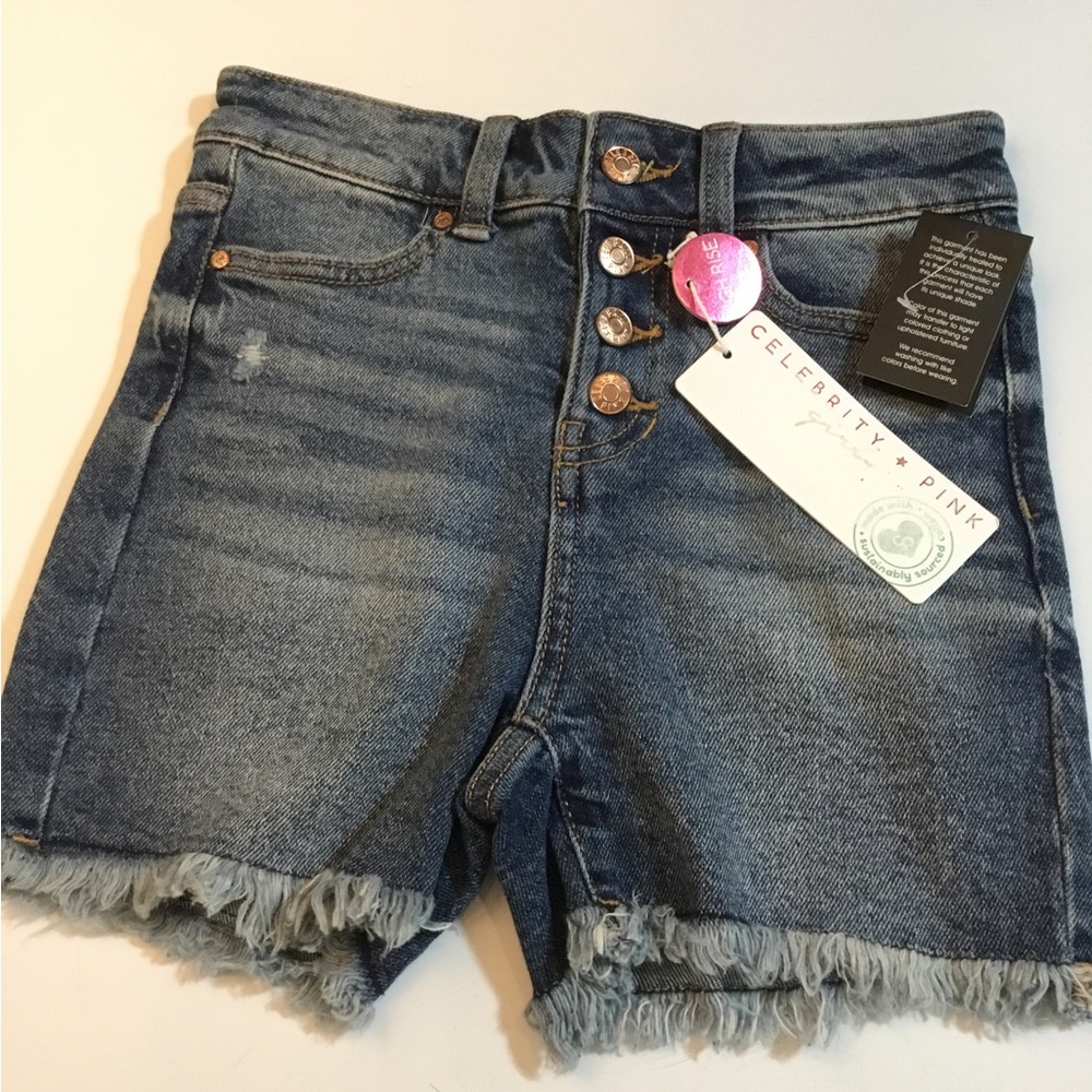 Celebrity Pink Girls Size 10 High Rise Button Front Denim Shorts NWT